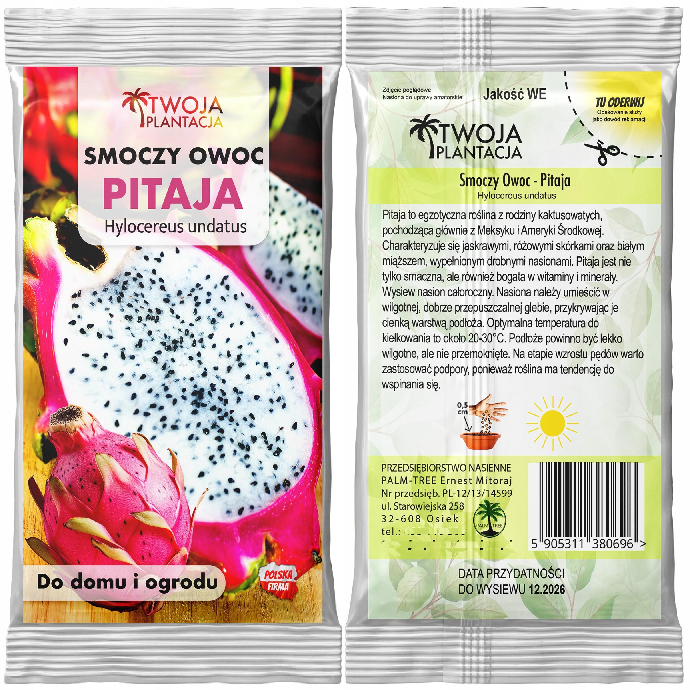 Pitaja Czerwona Nasiona Smoczy Owoc Kaktus Bardzo smaczne owoce 20 sztuk - obrazek 3