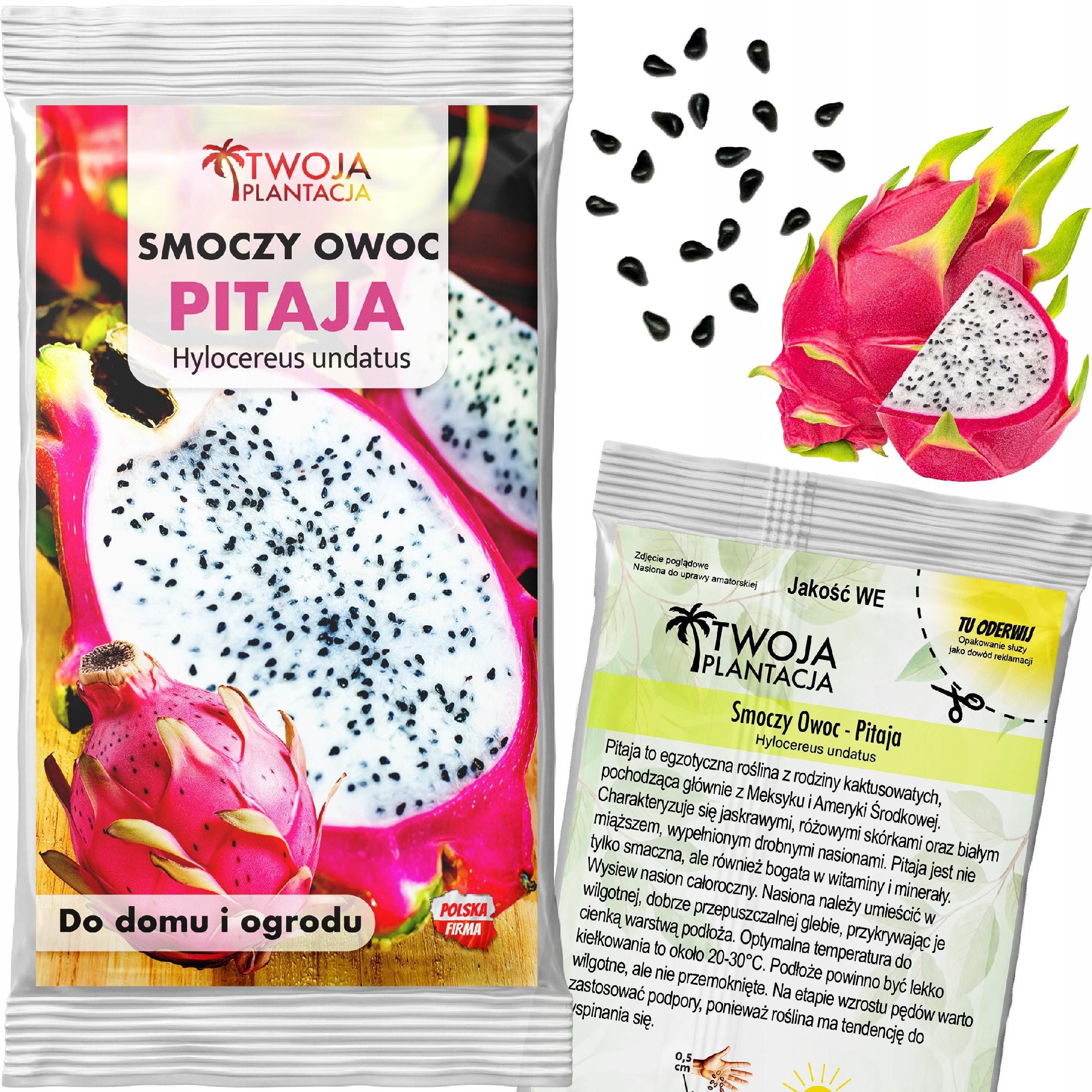 Pitaja Czerwona Nasiona Smoczy Owoc Kaktus Bardzo smaczne owoce 20 sztuk