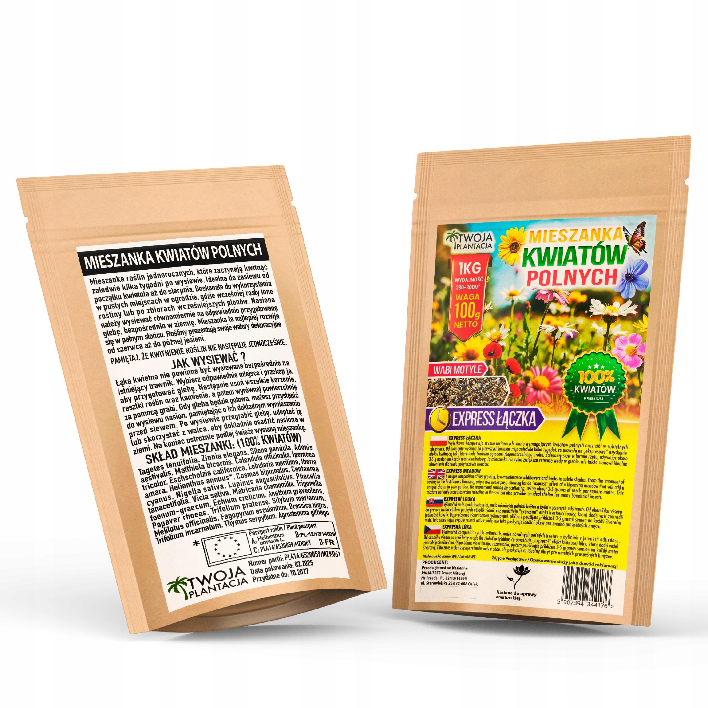 ŁĄKA KWIETNA NASIONA Express Łączka KWIATY POLNE ZIOŁA MiX KWIATÓW 100g - obrazek 3